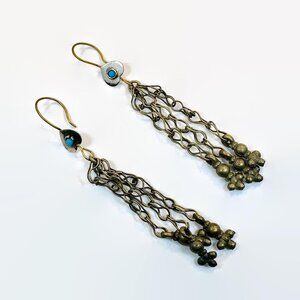 Boho Earrings, Chains, Afghan, Kuchi, Vintage Earrings, 4" Long, Middle Eastern